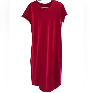 Frank & Eileen Bright Red Cotton Maxi Dress Raw Hem Edges! ❤️❤️